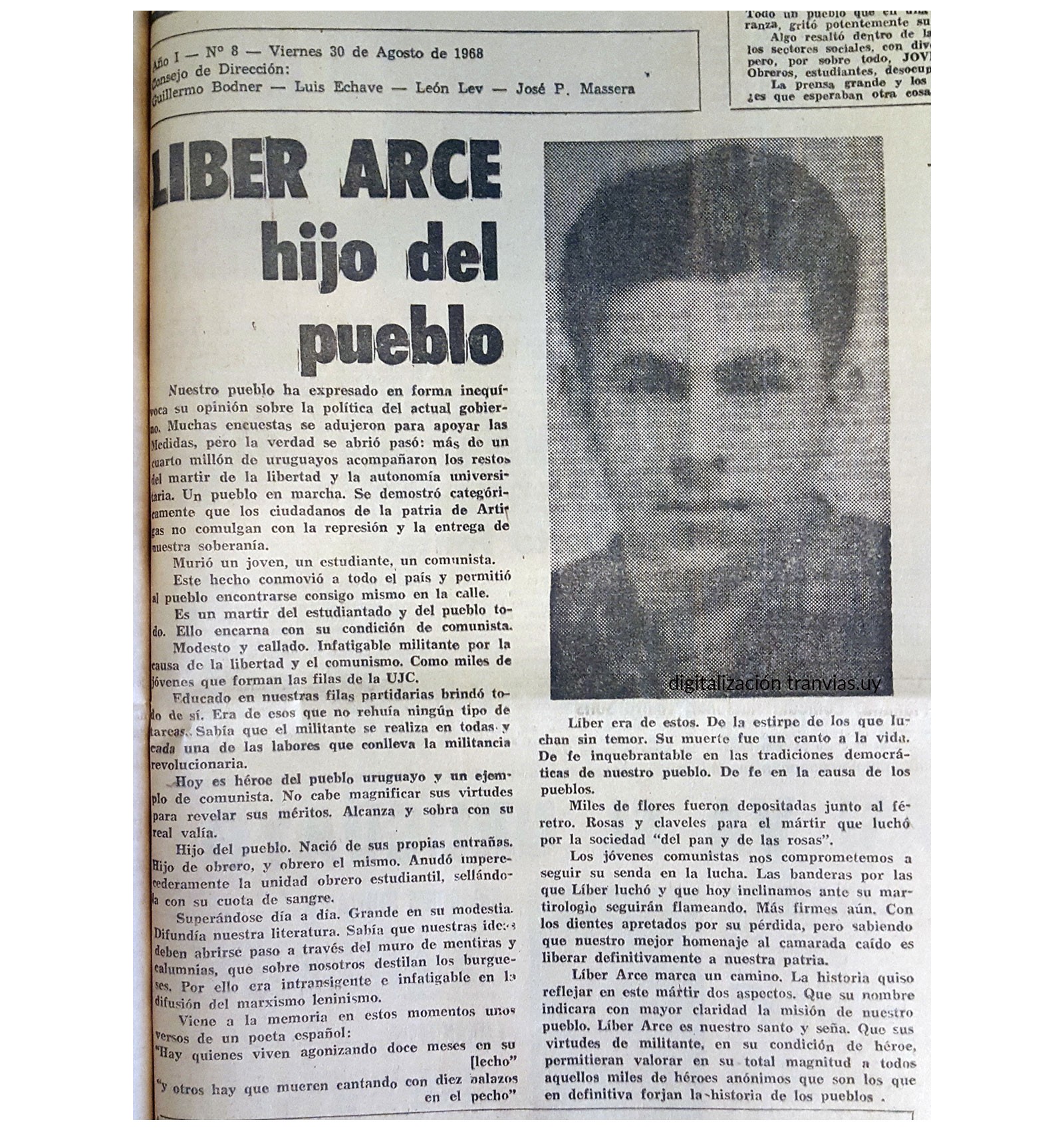El Popular, edición del viernes 30 de agosto de 1968